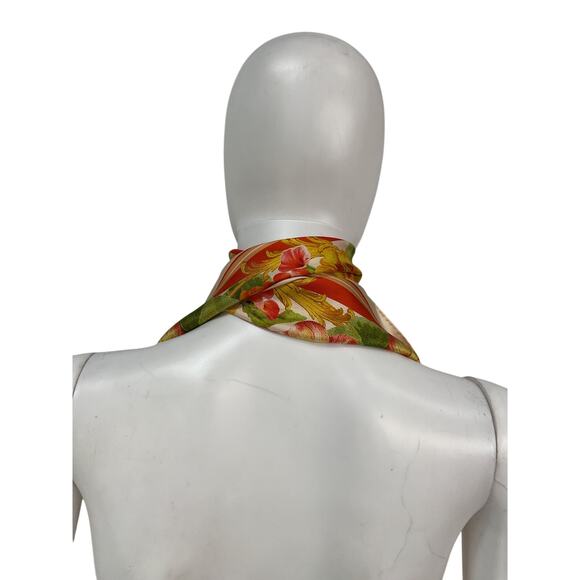Zimmermann Floral-Print Orange Silk Twill Scarf Size OS - Picture 2 of 3